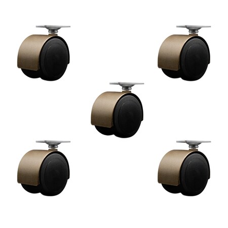 Service Caster 2-3/8'' Floor Safe Antique Hooded Twin Wheel Caster Top Plate, 5PK SCC-TP02S60D-NYU-WA-TP2-5